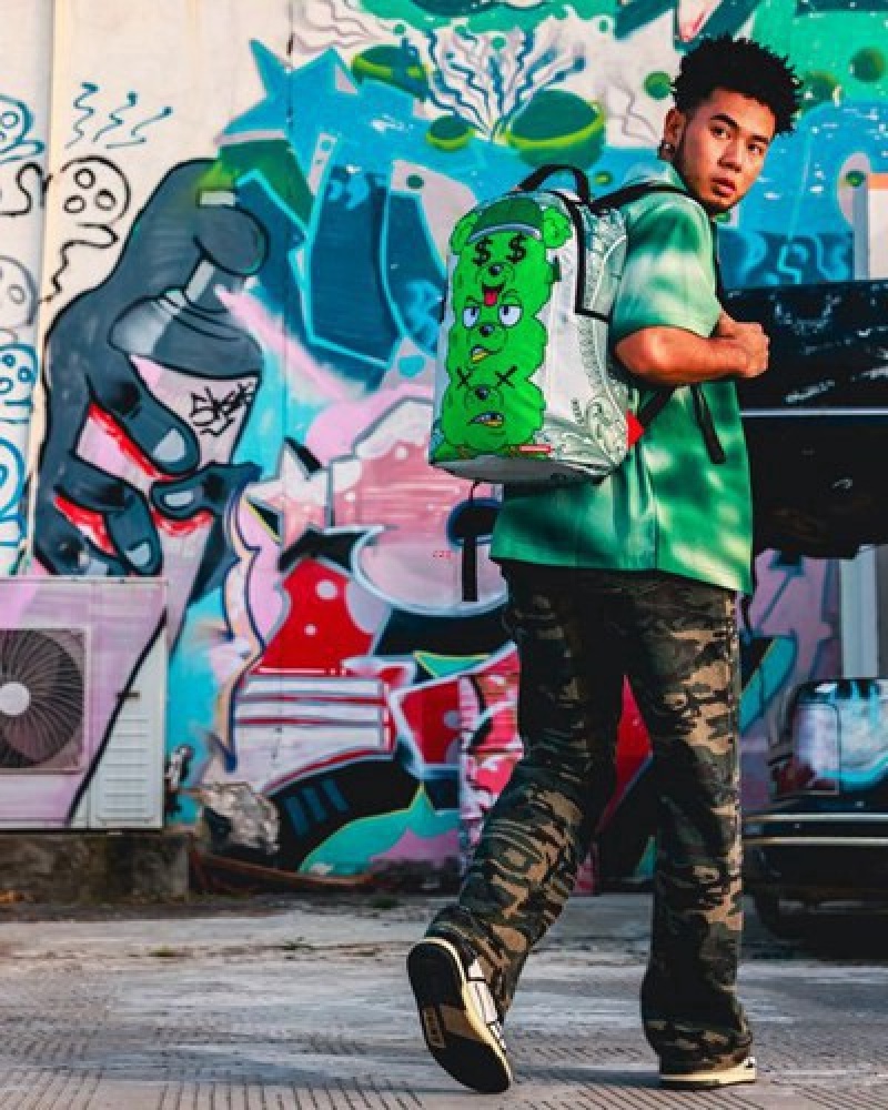 Green Sprayground Moneybear Seeing Triple Backpacks | 84732-HVZF