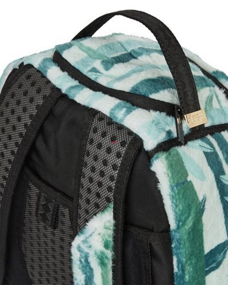 Green Sprayground Panda Cozy Velour Fur Backpacks | 87953-VJLZ