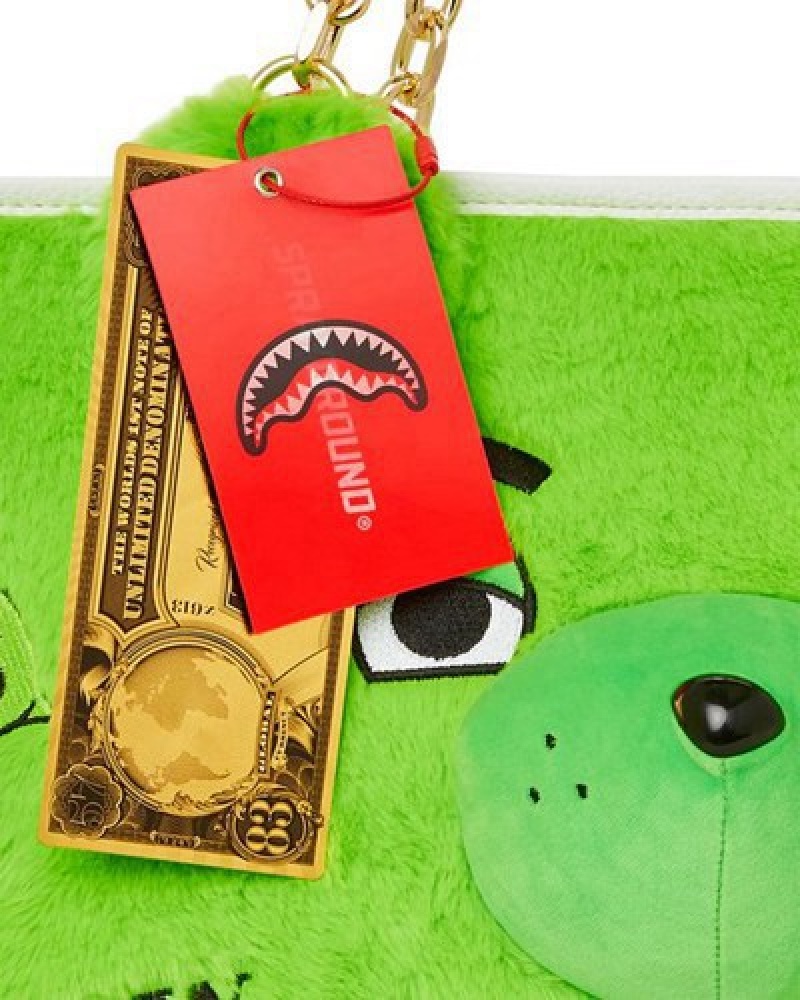 Green Sprayground Plush Moneybear Tote Bags | 58902-RJXW