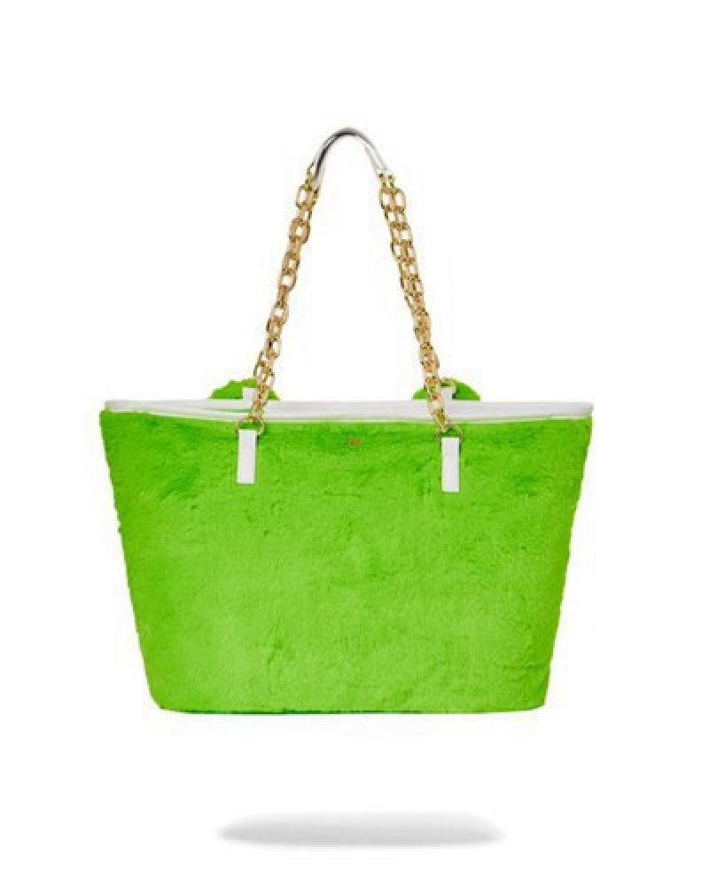 Green Sprayground Plush Moneybear Tote Bags | 58902-RJXW