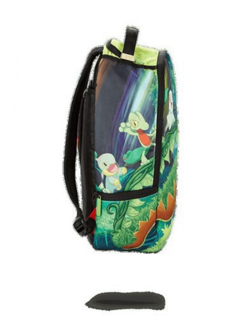 Green Sprayground Pokemon Bulbasaur Grass Shark Backpacks | 13972-LXQS