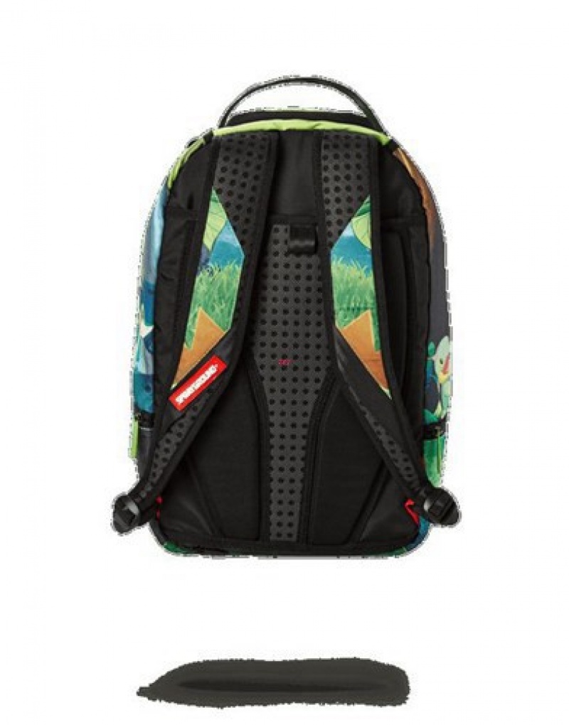 Green Sprayground Pokemon Bulbasaur Grass Shark Backpacks | 13972-LXQS