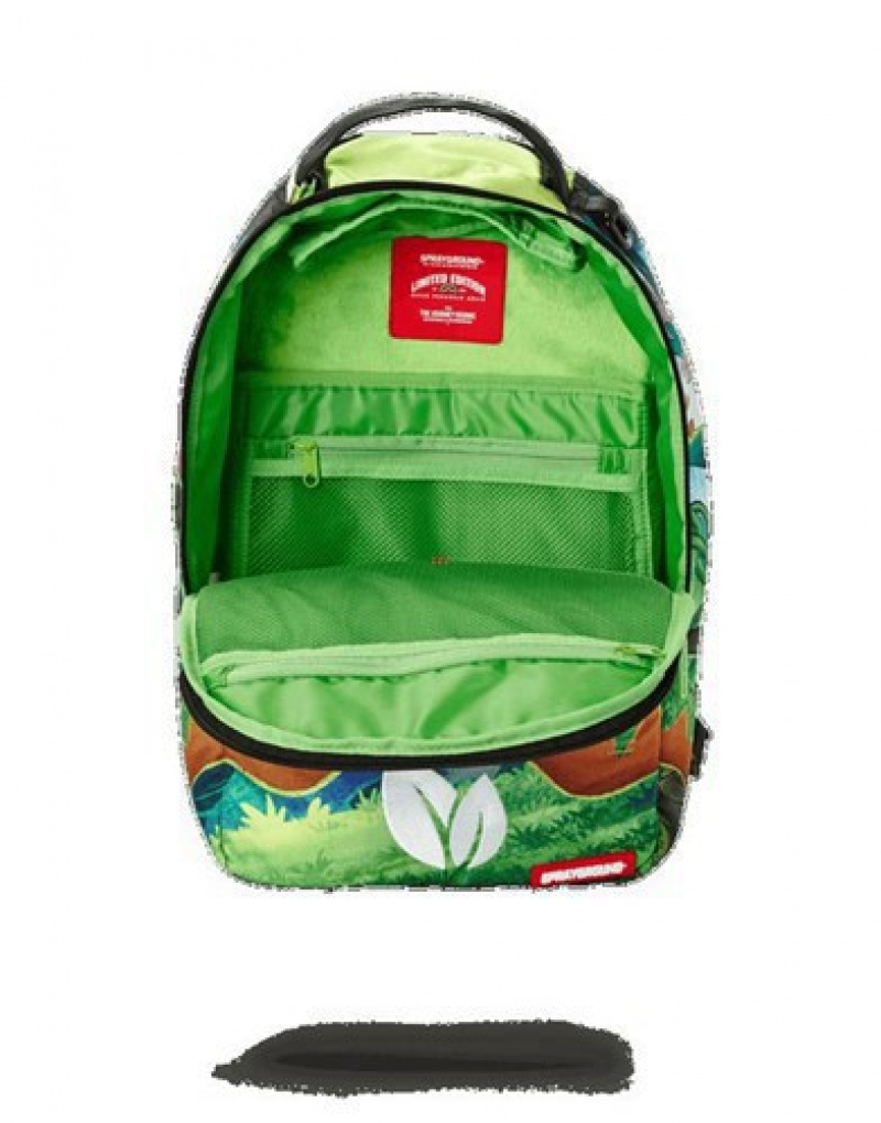 Green Sprayground Pokemon Bulbasaur Grass Shark Backpacks | 13972-LXQS