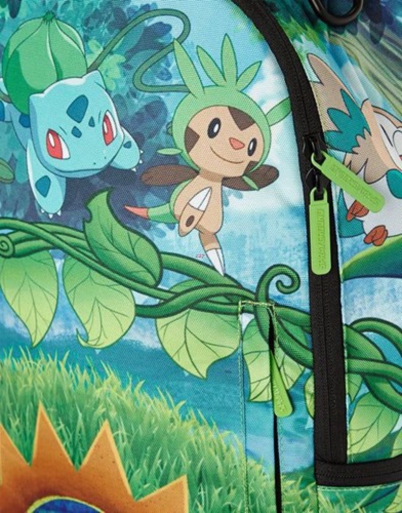 Green Sprayground Pokemon Bulbasaur Grass Shark Backpacks | 13972-LXQS