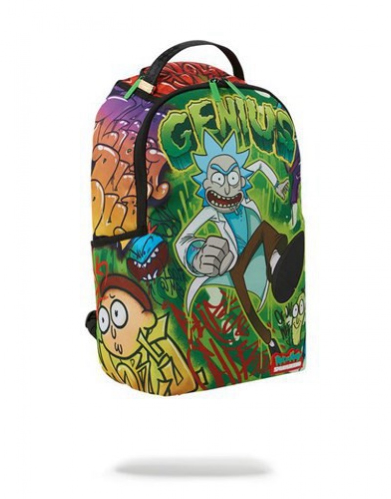 Green Sprayground Rick And Morty: Genius Backpacks | 85120-TAUW