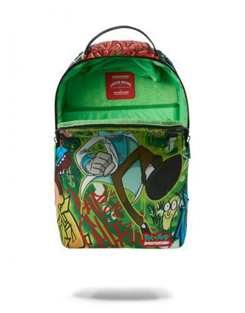 Green Sprayground Rick And Morty: Genius Backpacks | 85120-TAUW