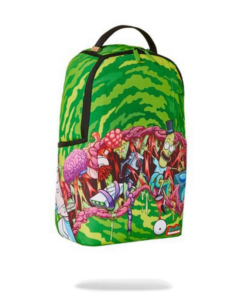 Green Sprayground Rick & Morty Got The Guts Backpacks | 25734-PMHV