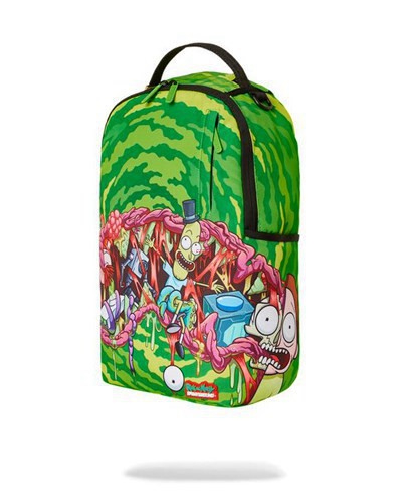 Green Sprayground Rick & Morty Got The Guts Backpacks | 25734-PMHV