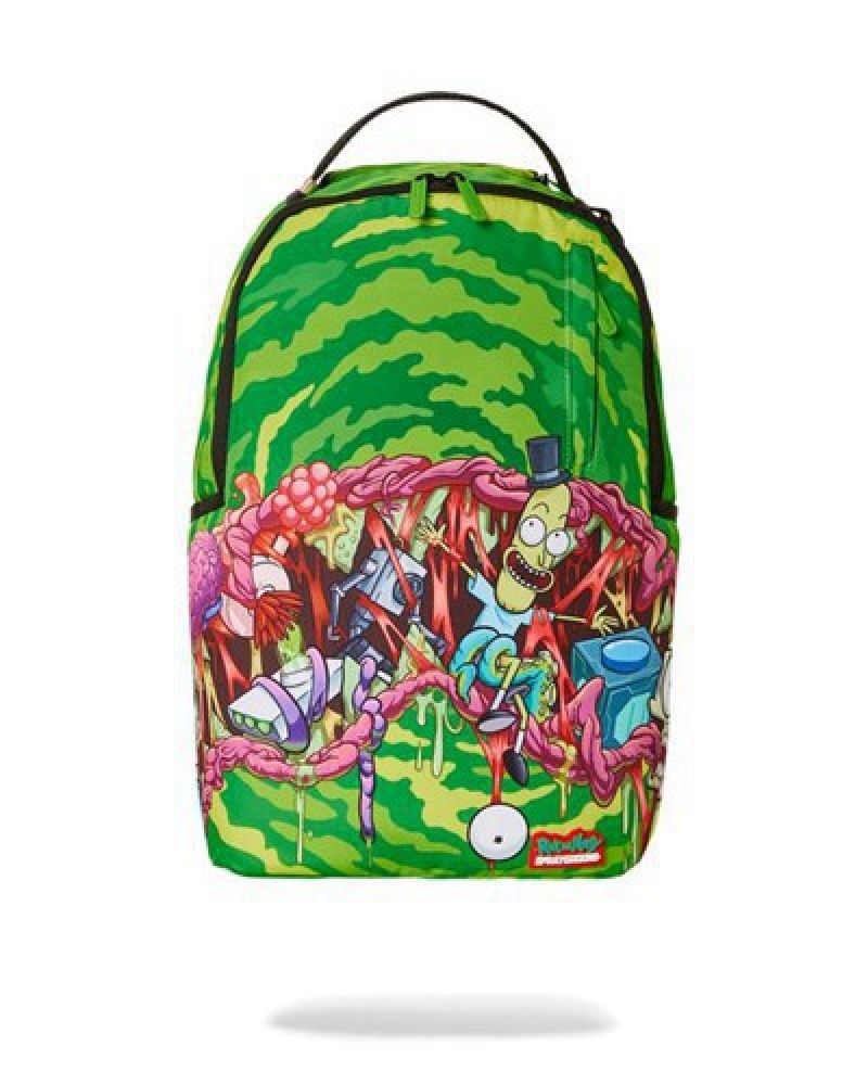 Green Sprayground Rick & Morty Got The Guts Backpacks | 25734-PMHV