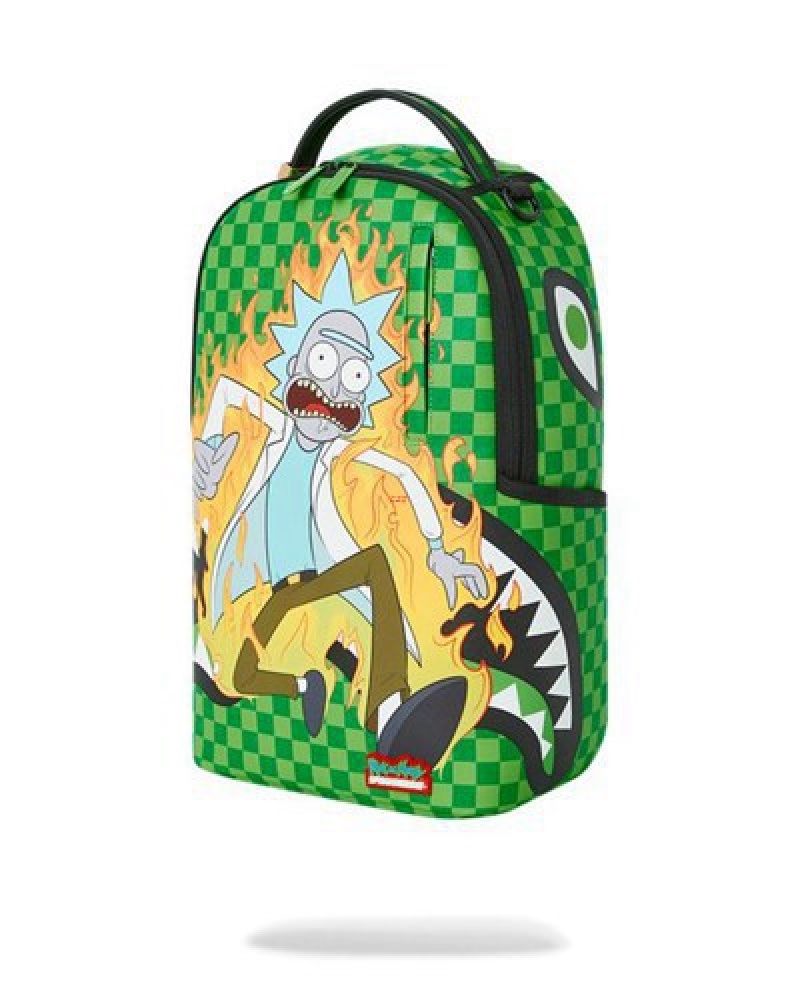 Green Sprayground Rick & Morty Into The Fury (Dlxv) Backpacks | 59476-WCNG