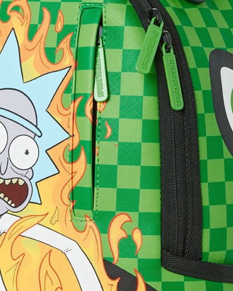 Green Sprayground Rick & Morty Into The Fury (Dlxv) Backpacks | 59476-WCNG