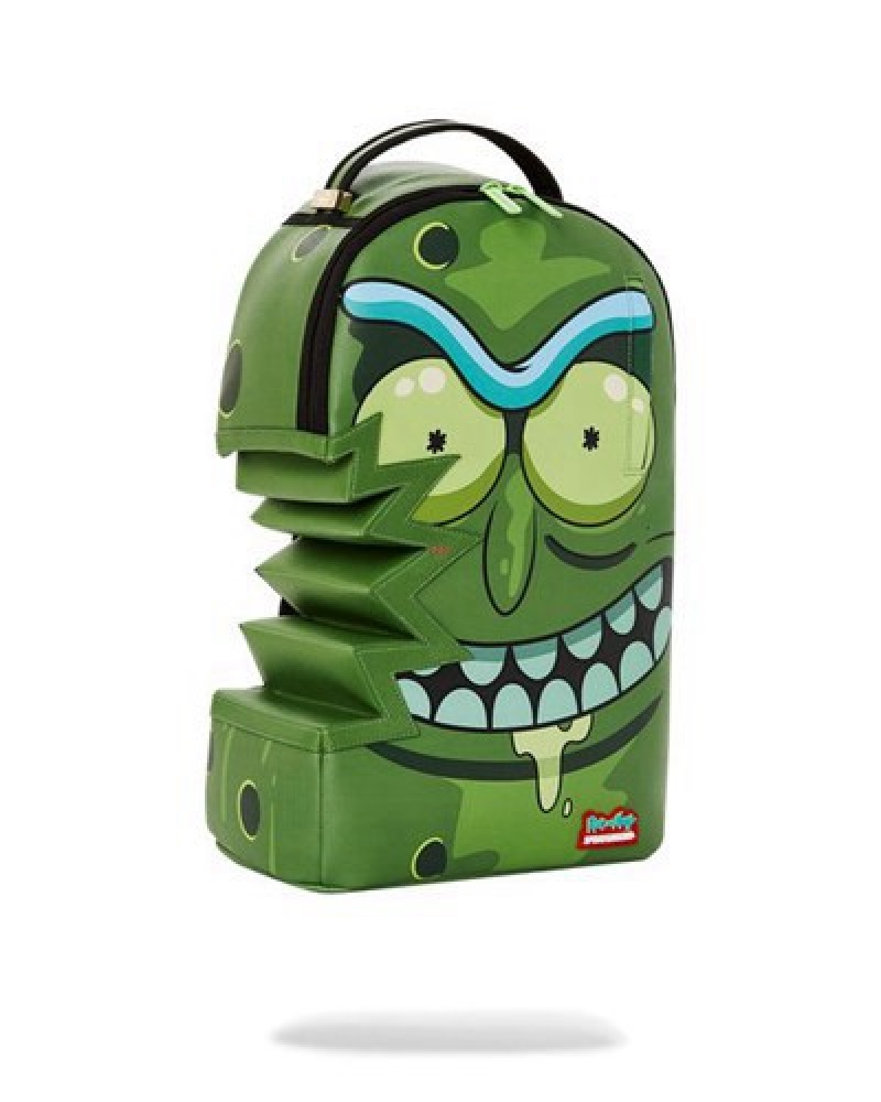 Green Sprayground Rick & Morty Pickle Sharkbite (Dlxv) Backpacks | 49728-CPJR