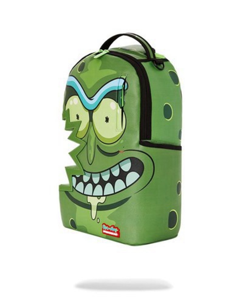 Green Sprayground Rick & Morty Pickle Sharkbite (Dlxv) Backpacks | 49728-CPJR