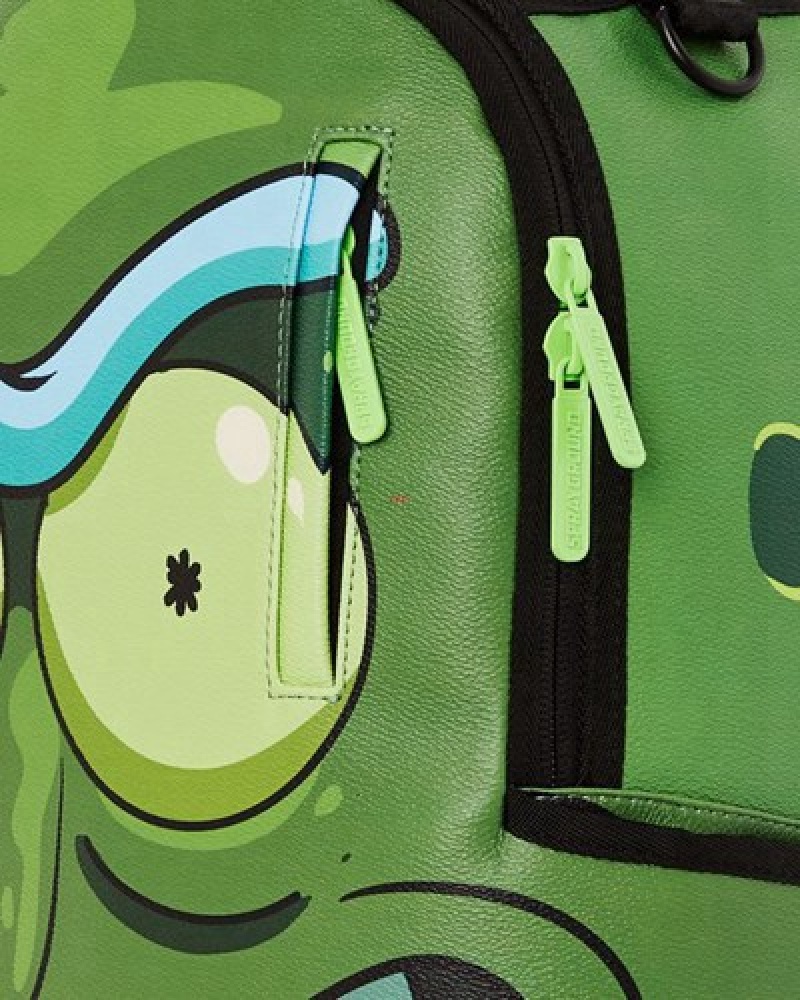 Green Sprayground Rick & Morty Pickle Sharkbite (Dlxv) Backpacks | 49728-CPJR