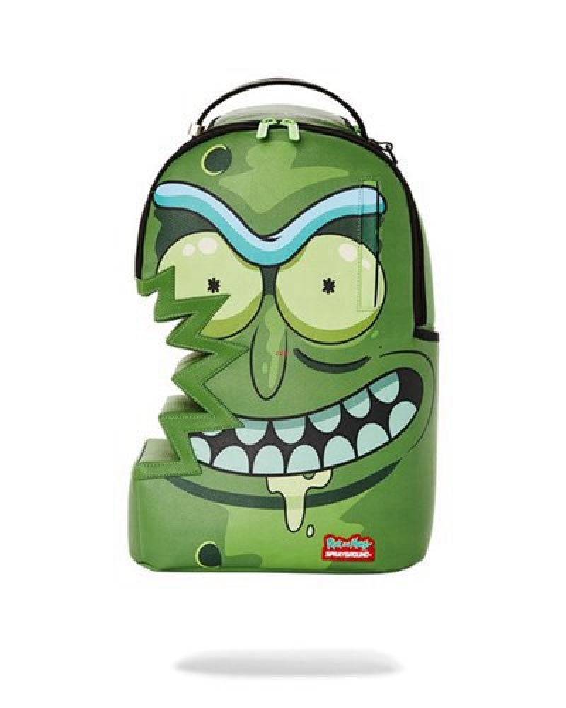 Green Sprayground Rick & Morty Pickle Sharkbite (Dlxv) Backpacks | 49728-CPJR