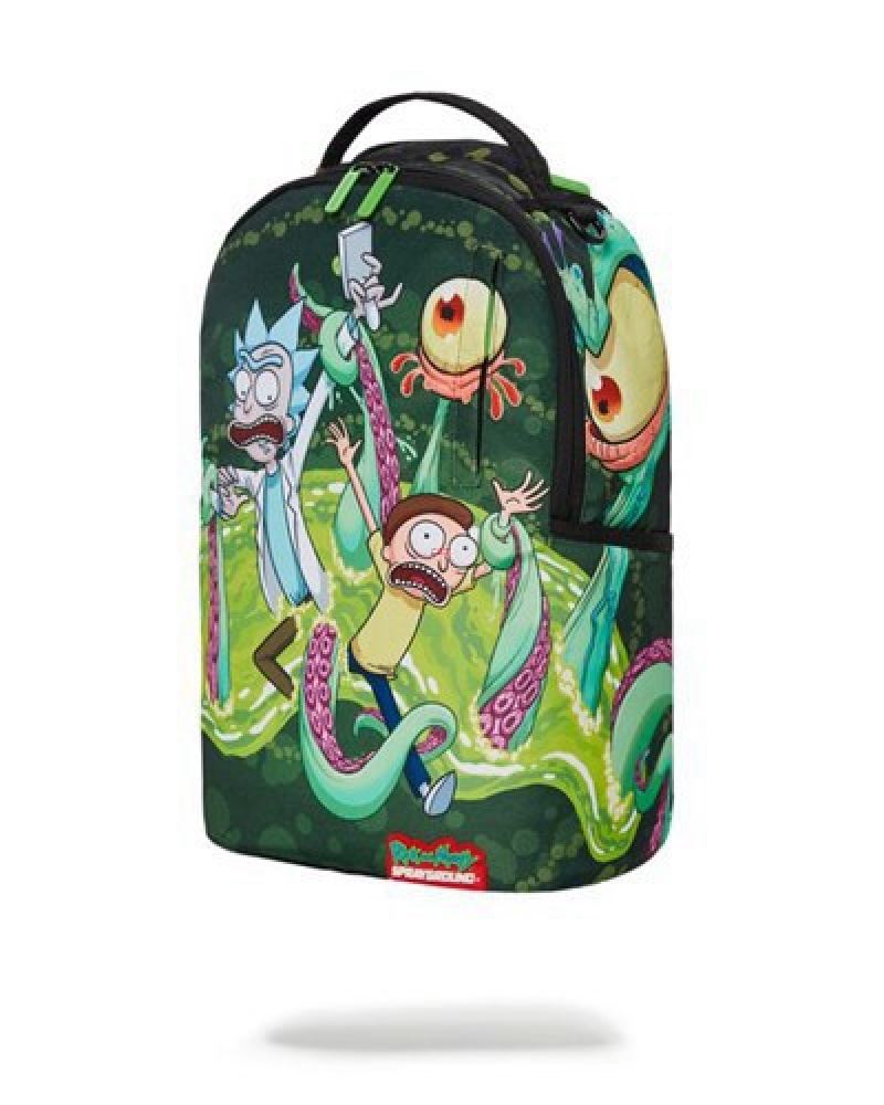 Green Sprayground Rick & Morty Portal Sharkmouth (Dlxr) Backpacks | 10435-RJDP