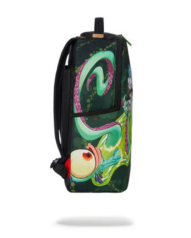 Green Sprayground Rick & Morty Portal Sharkmouth (Dlxr) Backpacks | 10435-RJDP