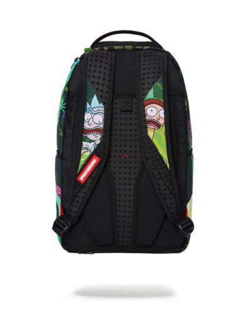 Green Sprayground Rick & Morty Portal Sharkmouth (Dlxr) Backpacks | 10435-RJDP