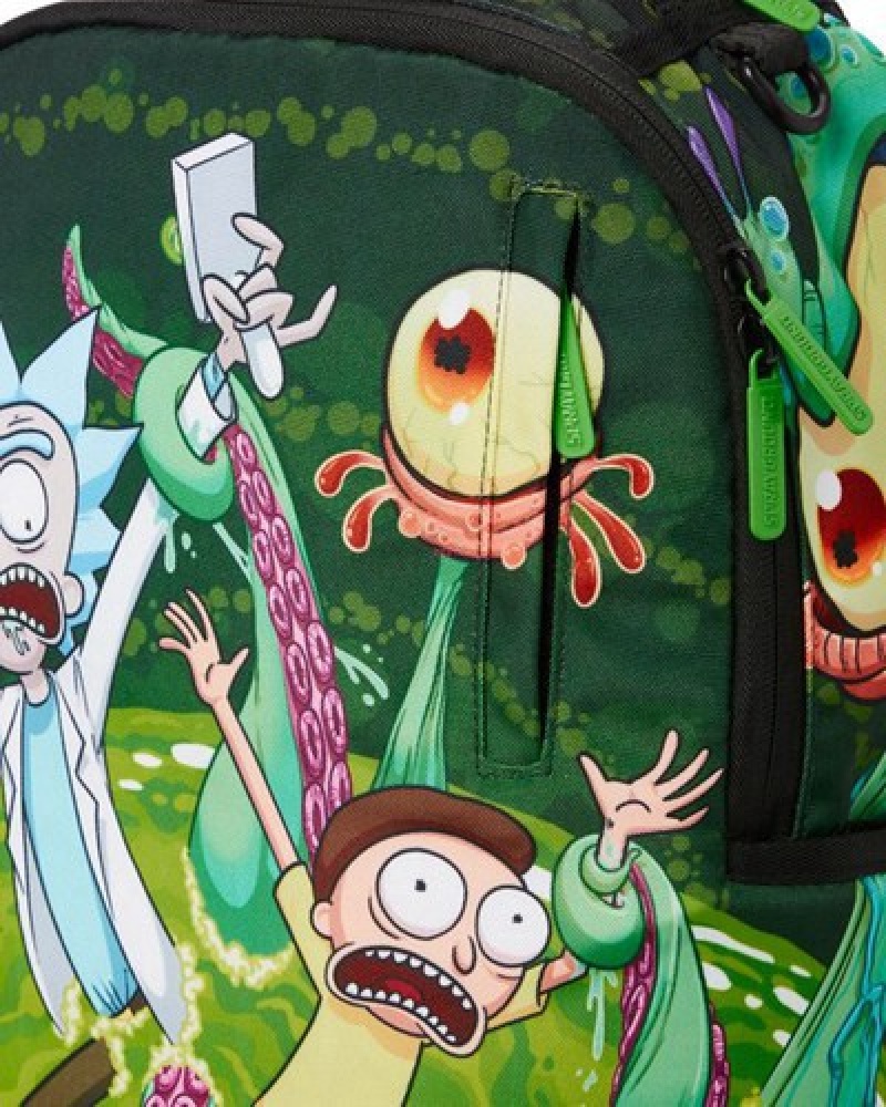 Green Sprayground Rick & Morty Portal Sharkmouth (Dlxr) Backpacks | 10435-RJDP