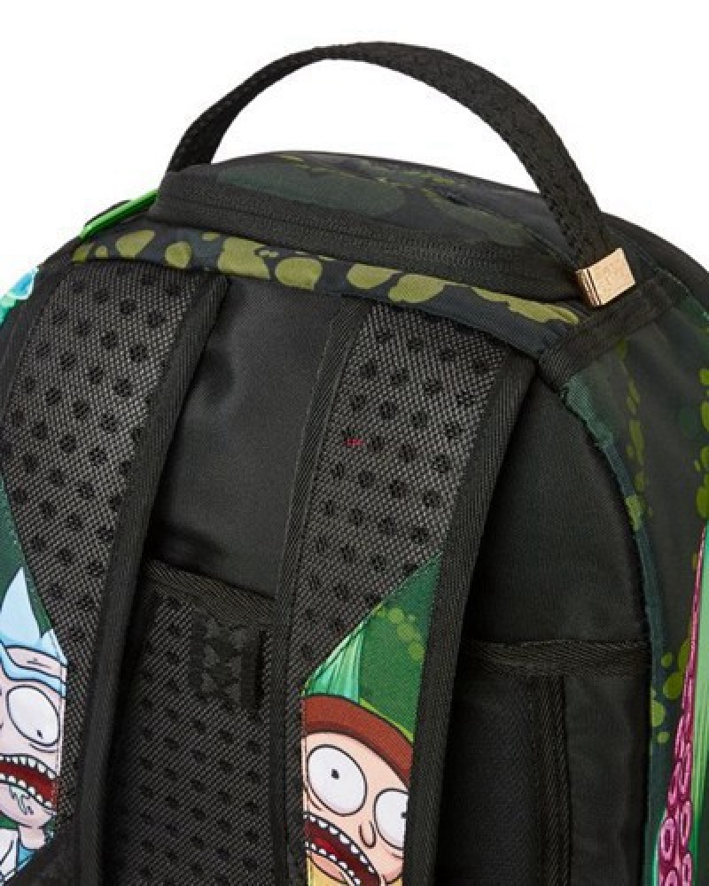 Green Sprayground Rick & Morty Portal Sharkmouth (Dlxr) Backpacks | 10435-RJDP