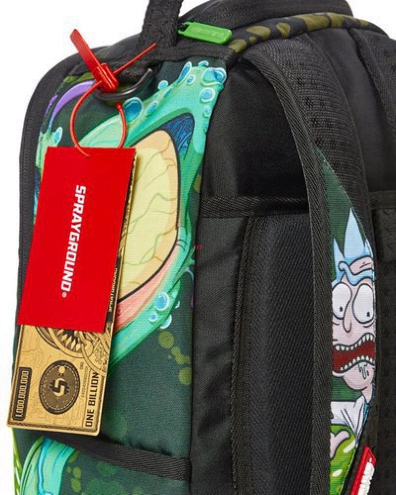 Green Sprayground Rick & Morty Portal Sharkmouth (Dlxr) Backpacks | 10435-RJDP