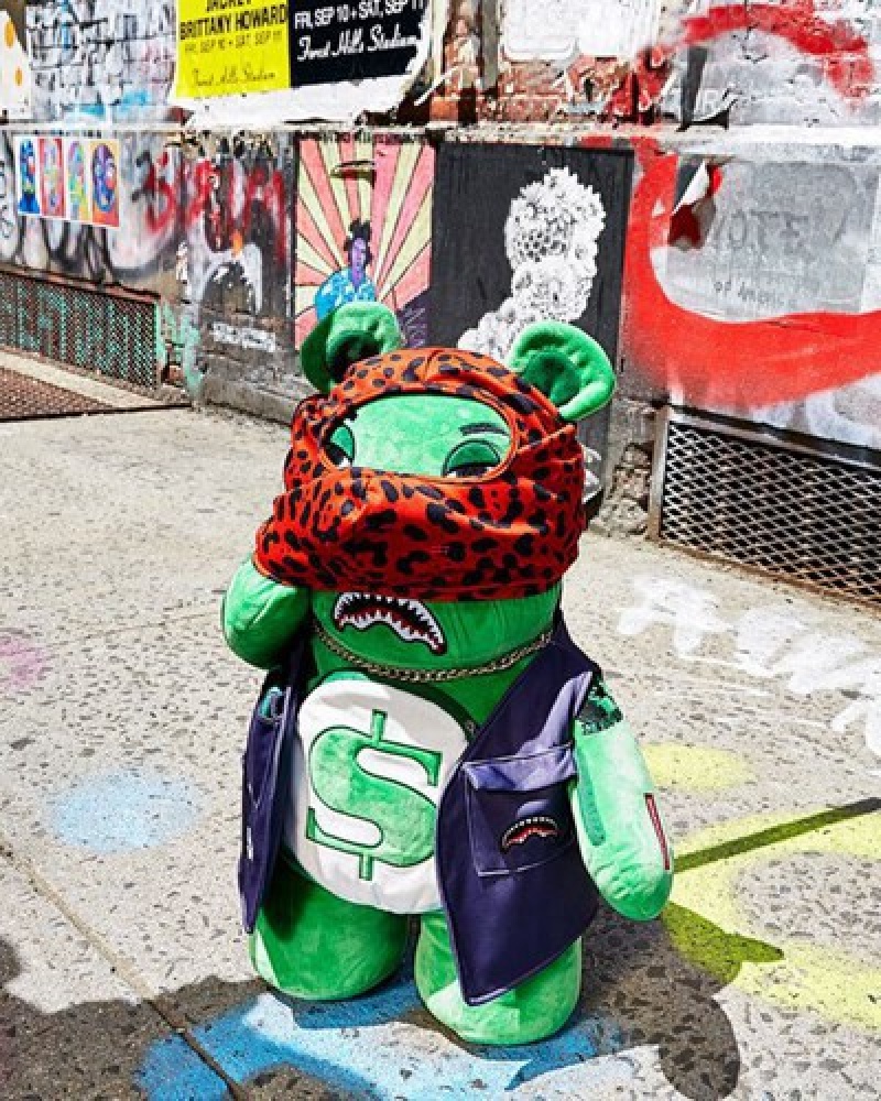 Green Sprayground Ski Mask The Bear - Moneybear Teddybear Backpacks | 74502-IWYE