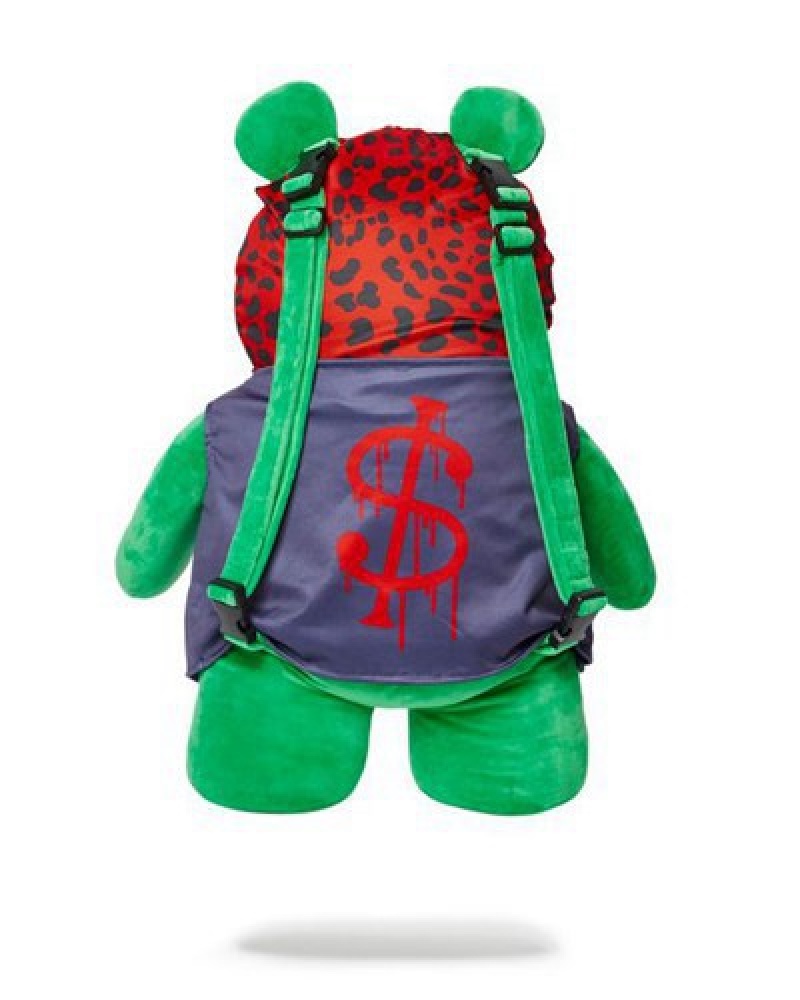 Green Sprayground Ski Mask The Bear - Moneybear Teddybear Backpacks | 74502-IWYE