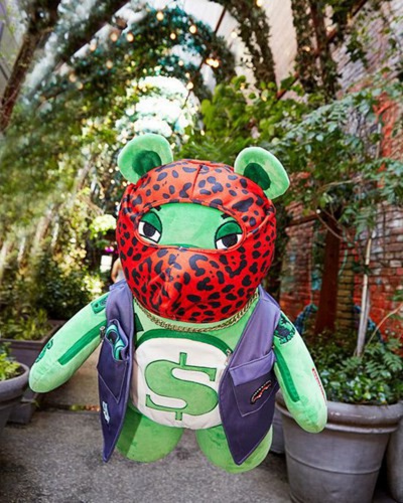 Green Sprayground Ski Mask The Bear - Moneybear Teddybear Backpacks | 74502-IWYE