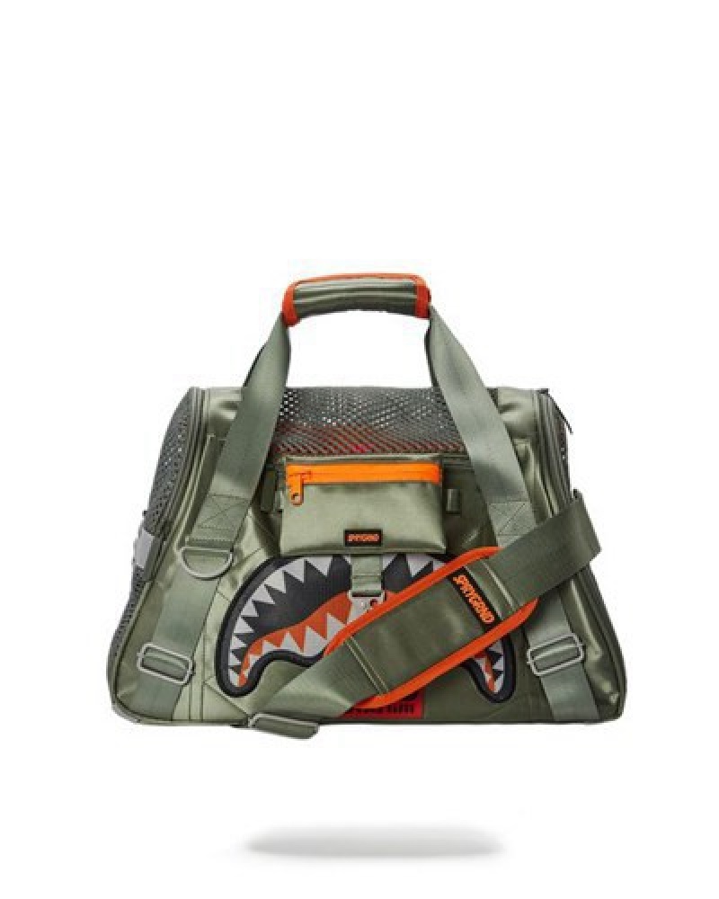 Green Sprayground Special Ops Alpha Shark Pet Carrier Backpacks | 28514-PASO