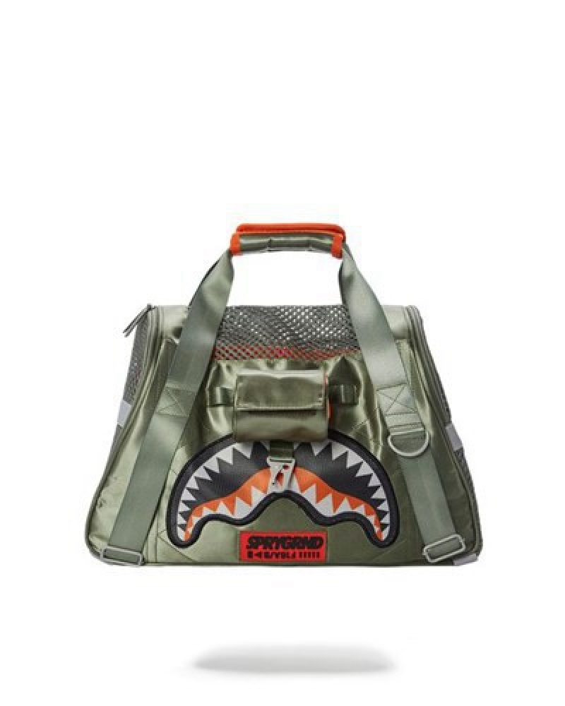 Green Sprayground Special Ops Alpha Shark Pet Carrier Backpacks | 28514-PASO