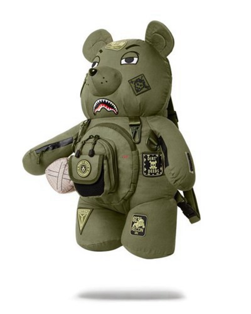 Green Sprayground Special Ops Full Throttle Moneybear Teddybear Backpacks | 83951-GRLI