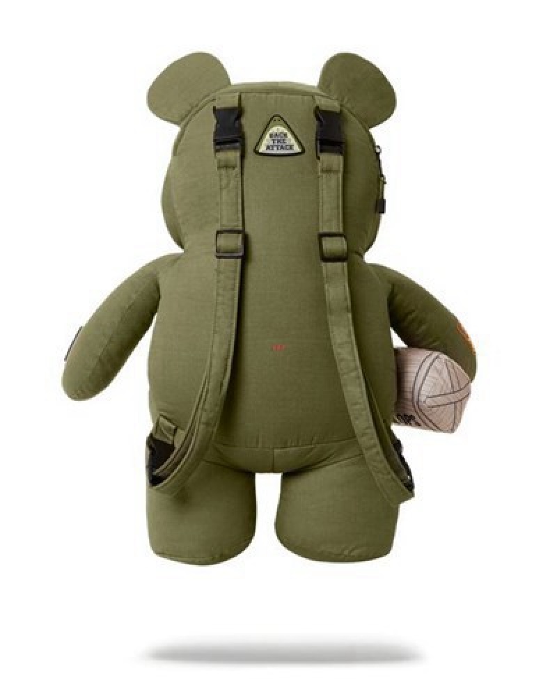 Green Sprayground Special Ops Full Throttle Moneybear Teddybear Backpacks | 83951-GRLI