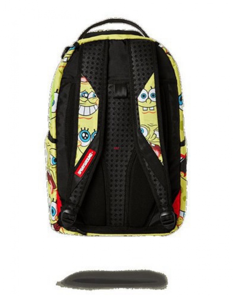 Green Sprayground Spongebob Spraypaint Face Pattern Backpacks | 58794-KFIB