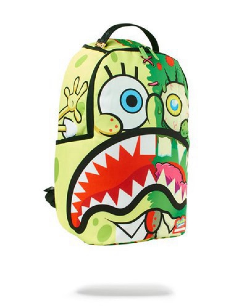 Green Sprayground Spongebob Zombie Shark Backpacks | 26947-ADUS