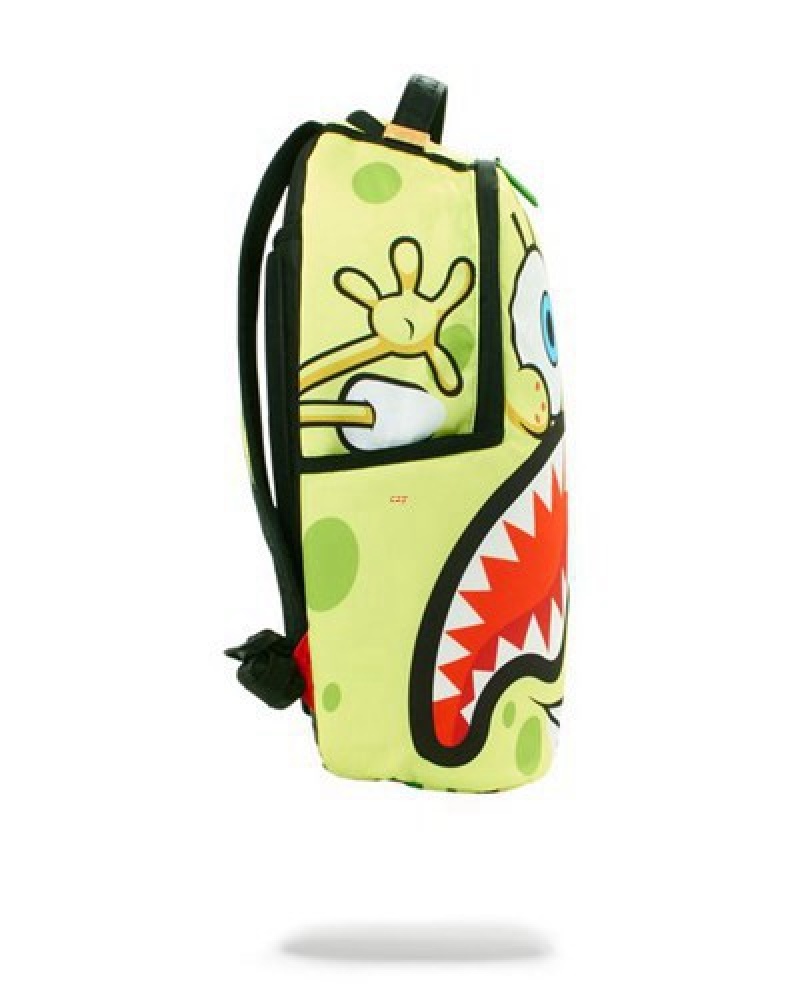 Green Sprayground Spongebob Zombie Shark Backpacks | 26947-ADUS