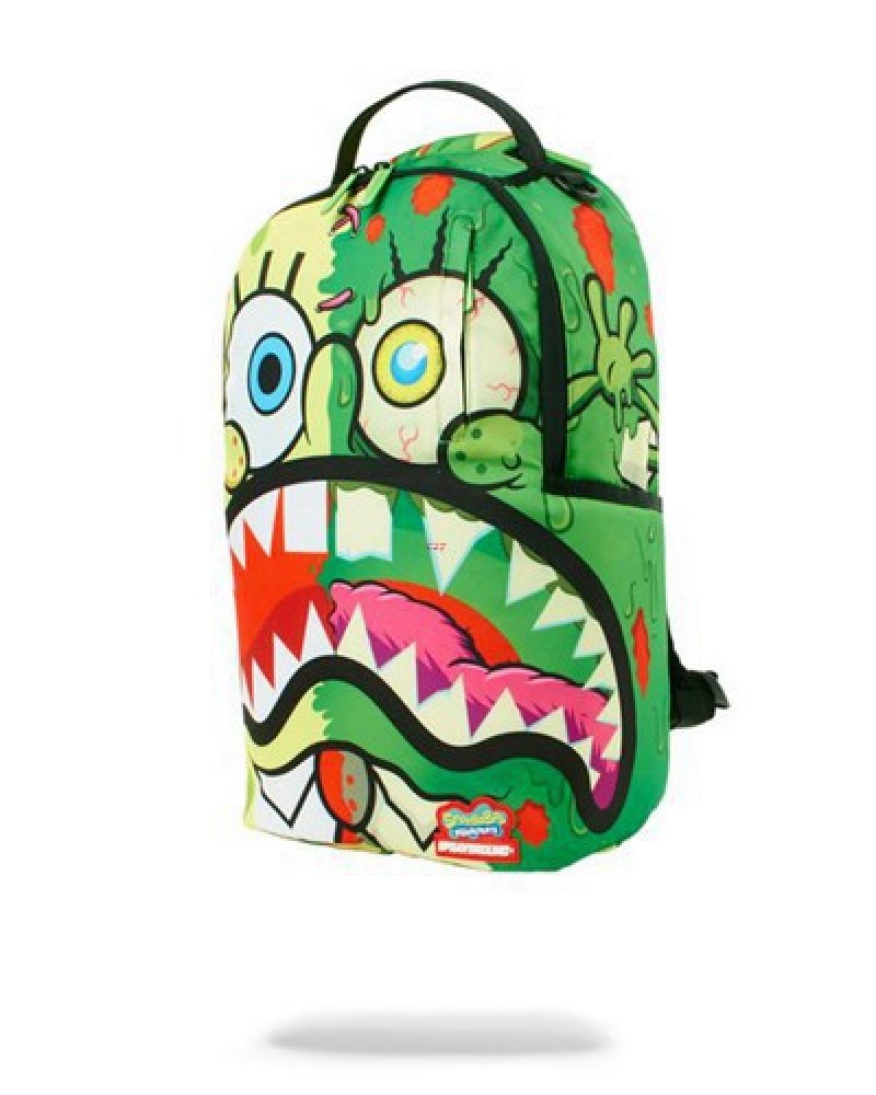 Green Sprayground Spongebob Zombie Shark Backpacks | 26947-ADUS