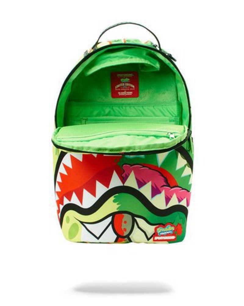 Green Sprayground Spongebob Zombie Shark Backpacks | 26947-ADUS