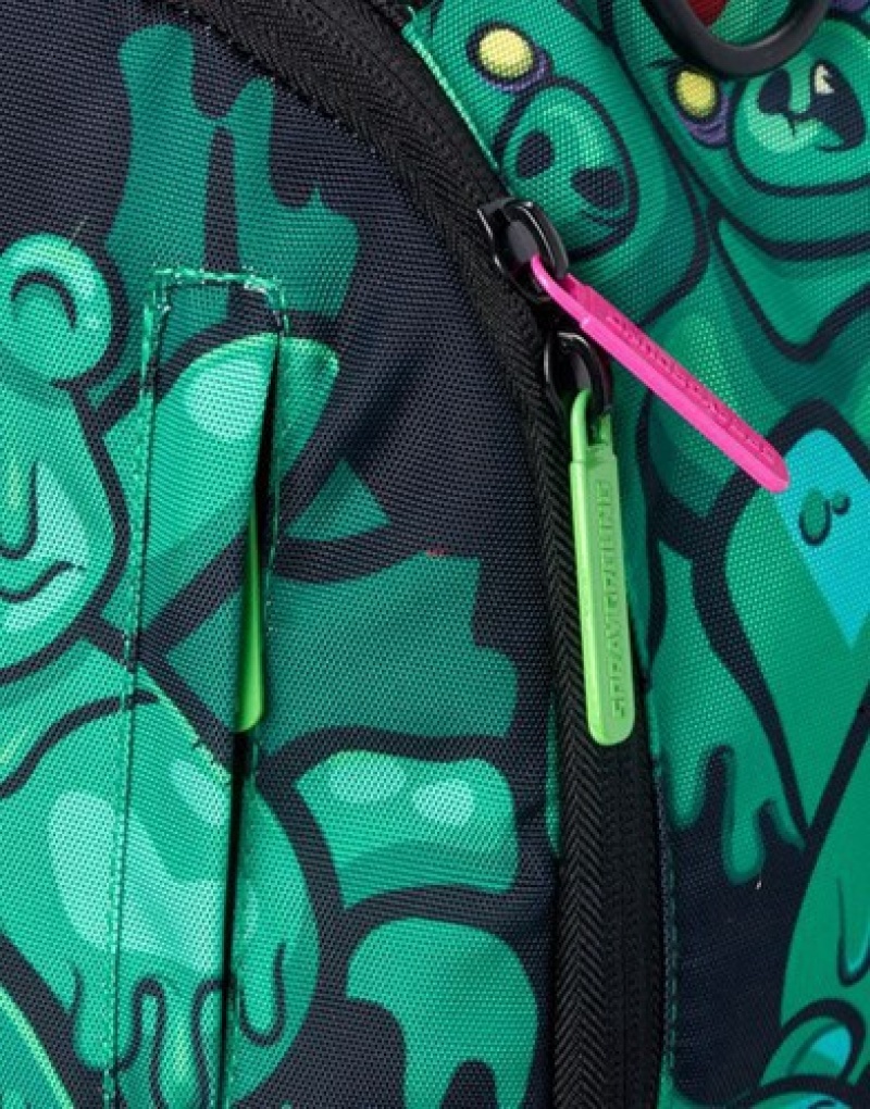 Green Sprayground Zombie Gummy Bear Lips Backpacks | 43058-ZNCA