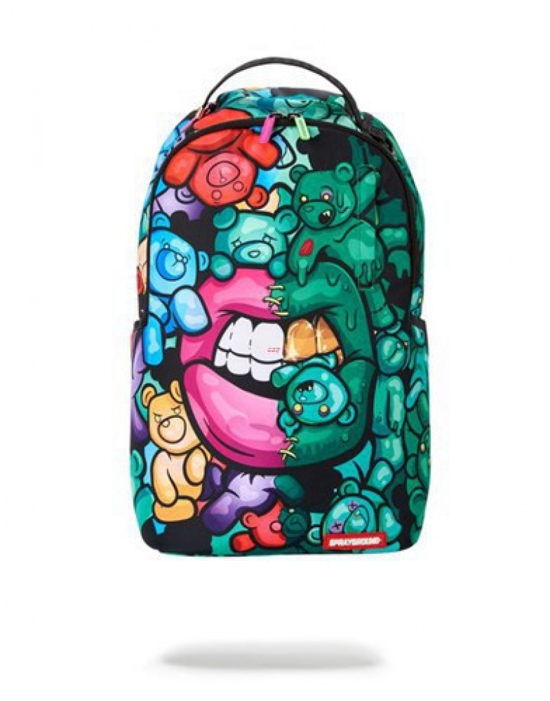 Green Sprayground Zombie Gummy Bear Lips Backpacks | 43058-ZNCA