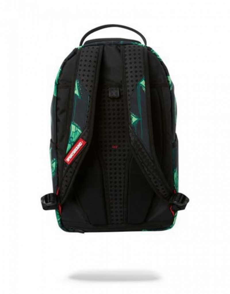 Green / Red Sprayground Diablo Bear: On The Run Backpacks | 73592-EPXC