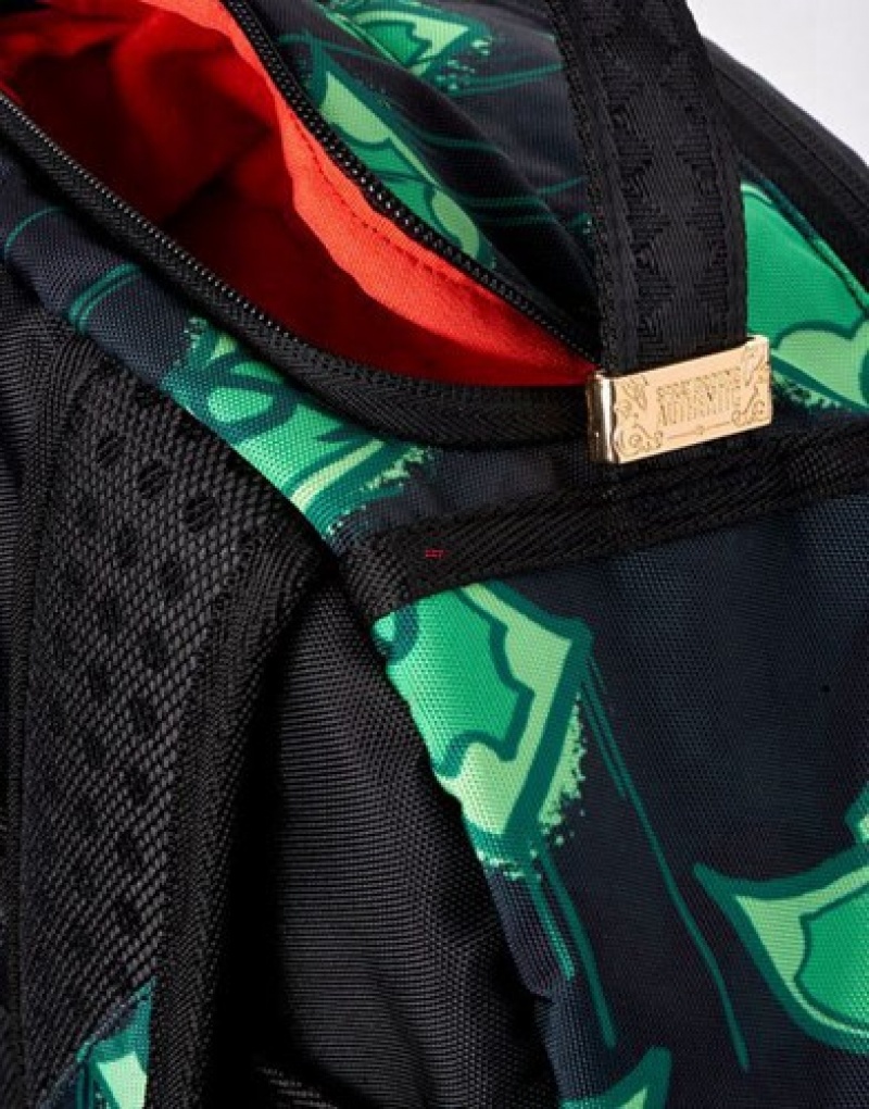 Green / Red Sprayground Diablo Bear: On The Run Backpacks | 73592-EPXC