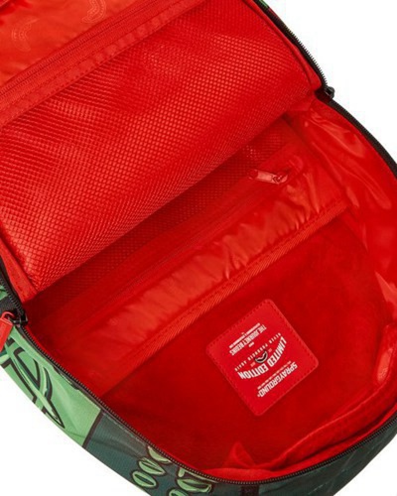 Green / Red Sprayground Diablo Bustin Out (Dlxr) Backpacks | 13842-MIJY