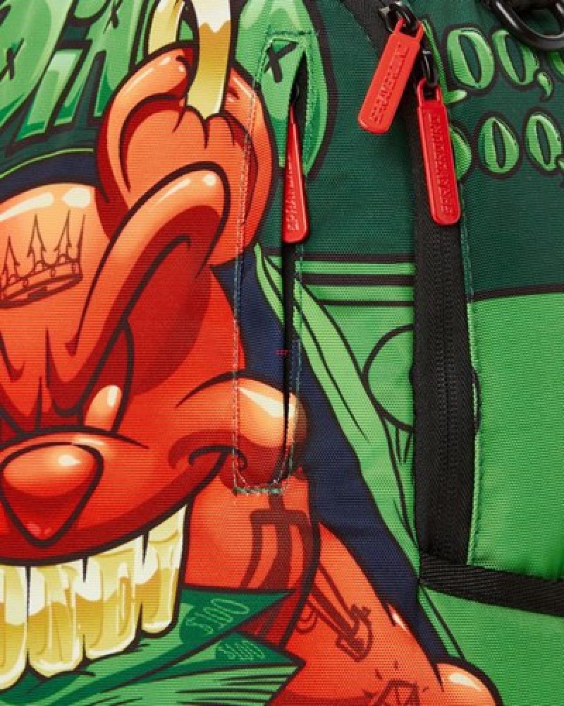 Green / Red Sprayground Diablo Bustin Out (Dlxr) Backpacks | 13842-MIJY