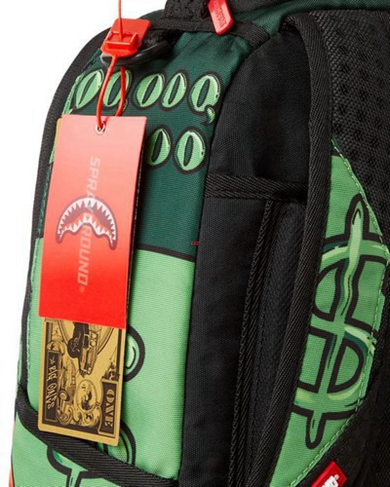 Green / Red Sprayground Diablo Bustin Out (Dlxr) Backpacks | 13842-MIJY