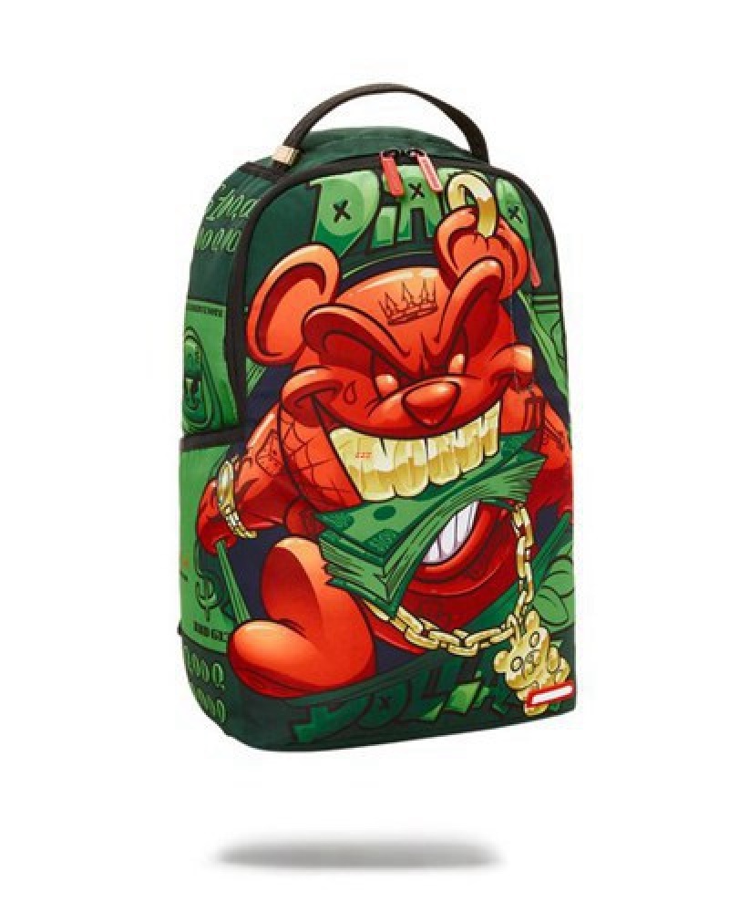 Green / Red Sprayground Diablo Bustin Out (Dlxr) Backpacks | 13842-MIJY