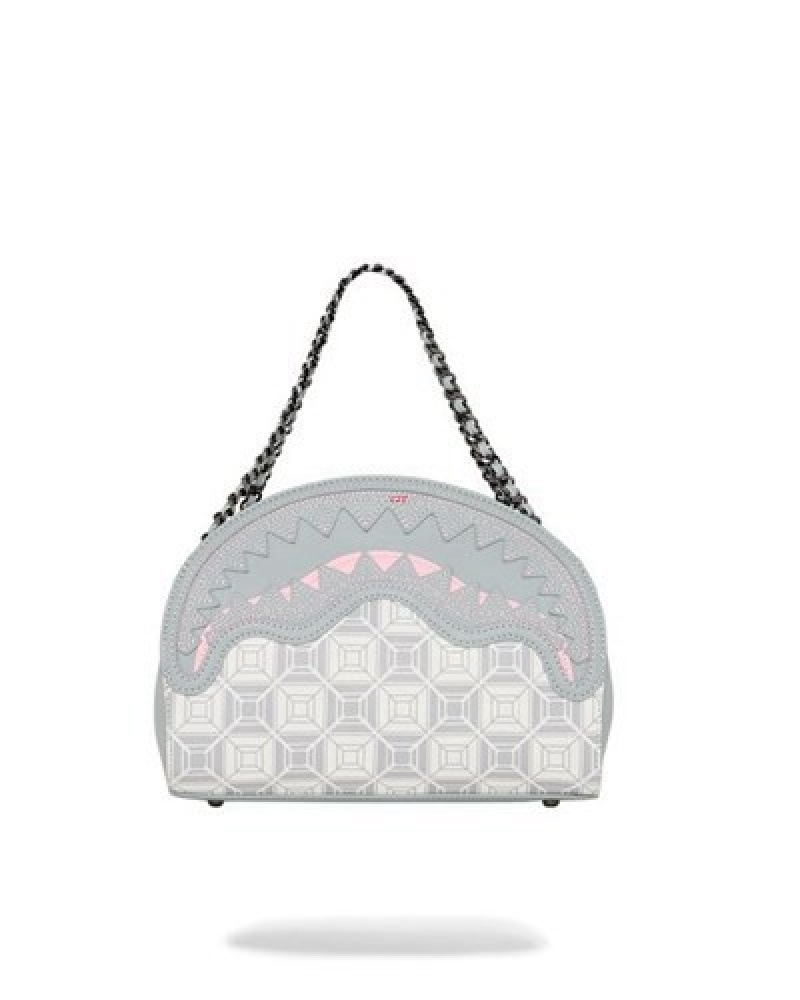 Grey Sprayground A.I.8 African Intelligence Booked & Busy Shark Handbag | 21495-MJPH