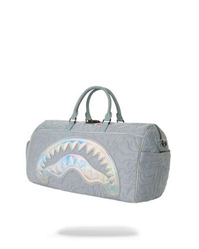 Grey Sprayground Mirashaku Iridescent Quilt Duffle Bags | 82049-GNKD