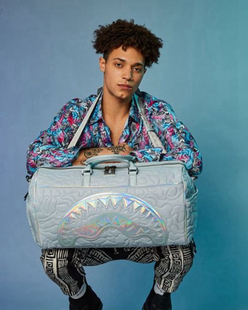 Grey Sprayground Mirashaku Iridescent Quilt Duffle Bags | 82049-GNKD