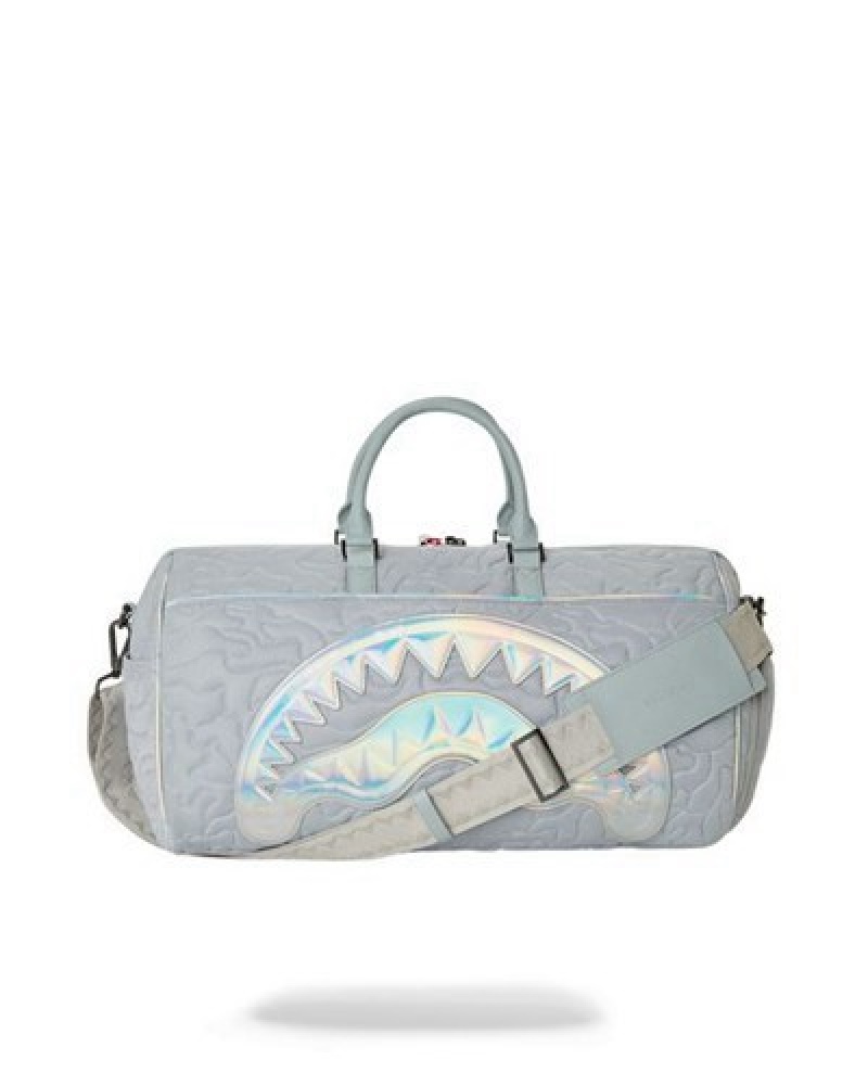 Grey Sprayground Mirashaku Iridescent Quilt Duffle Bags | 82049-GNKD