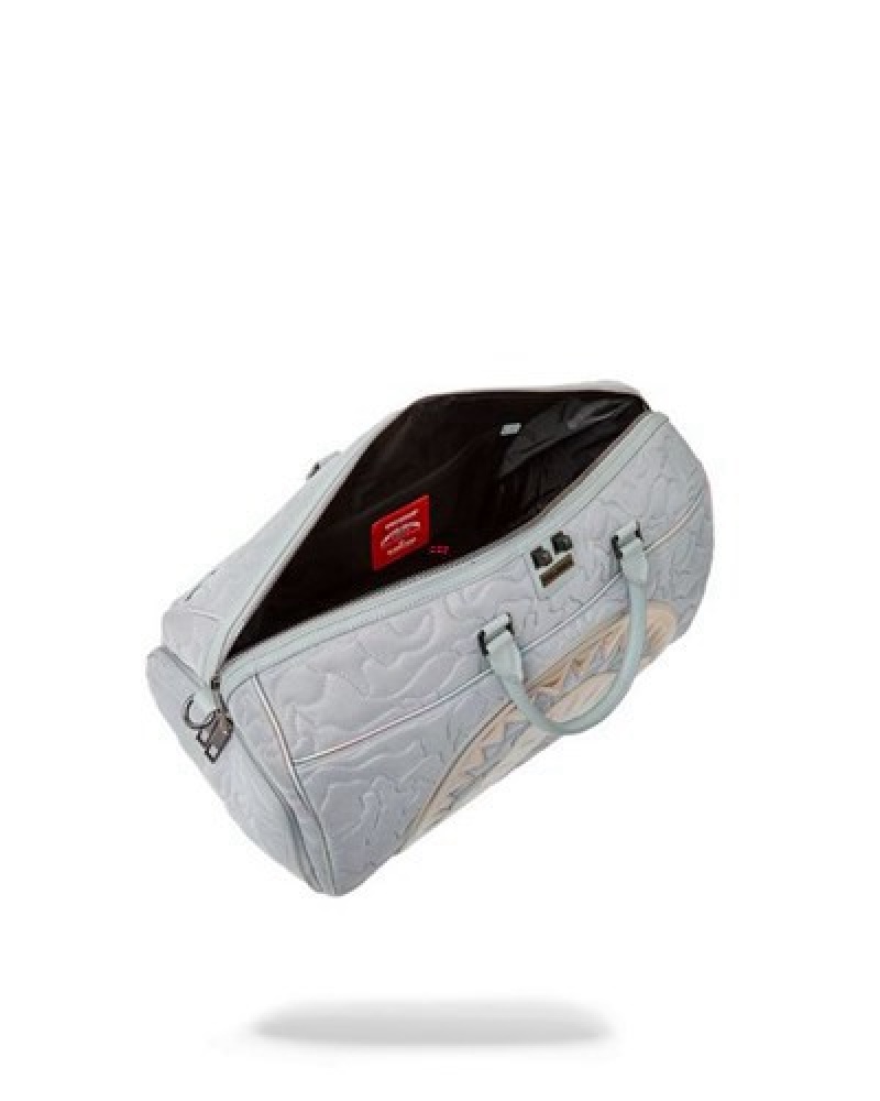 Grey Sprayground Mirashaku Iridescent Quilt Duffle Bags | 82049-GNKD